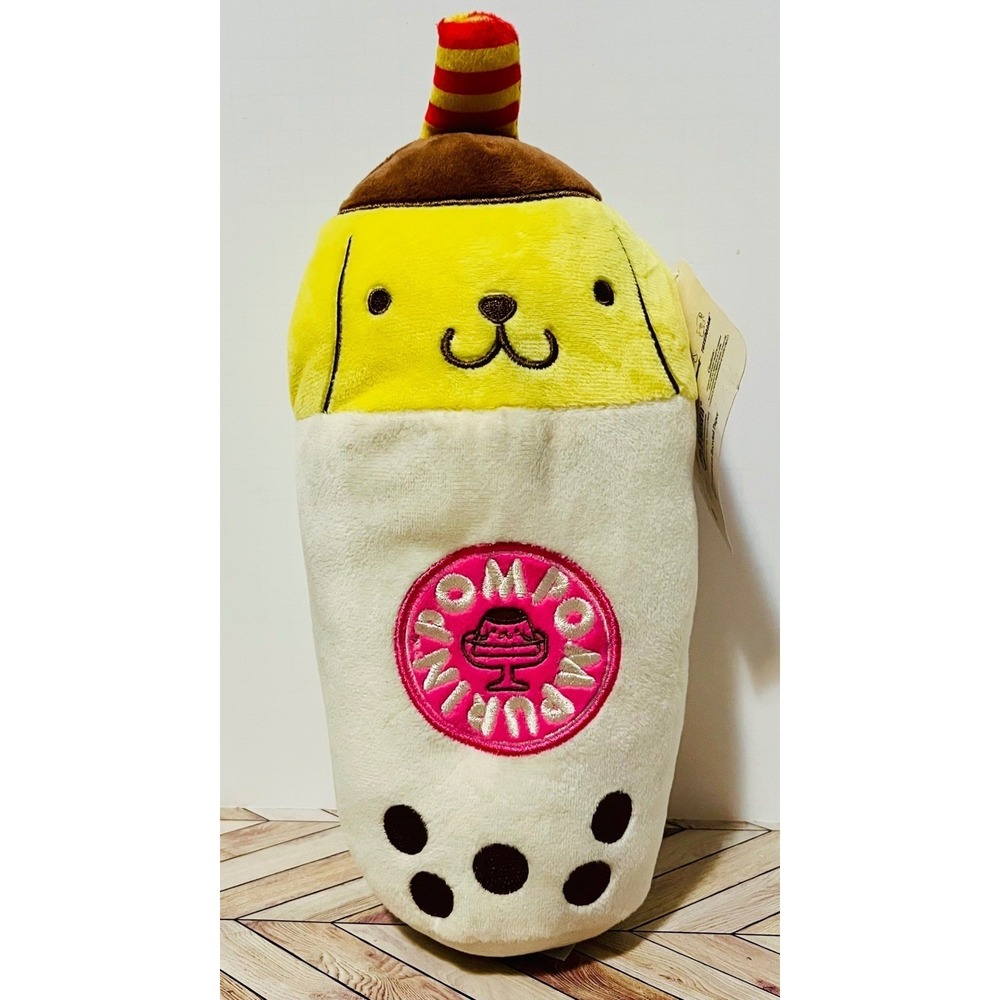 Fiesta Sanrio Pompompurin Boba Tea Plush 10 Inch Yellow Cream NEW K02133 Kawaii